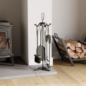 Fire Vida (Black & Nickel) Buxton 5pc Fireplace Companion Tool Set Heavy Duty Fire Vida (Black & Nickel) Buxton 5pc Fireplace Companion Tool Set Heavy Duty
