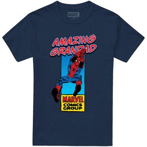(S, Navy) Marvel Comics Mens Amazing Grandad Spider-Man Corner Box T-Shirt (S, Navy) Marvel Comics Mens Amazing Grandad Spider-Man Corner Box T-Shirt