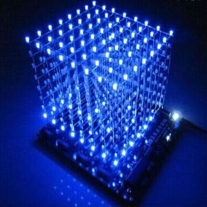 GreenZech DIY Square 8x8x8 3D Light Electronic Cube Kit Blue Red LED Spectrum Board GreenZech DIY Square 8x8x8 3D Light Electronic Cube Kit Blue Red LED Spectrum Board