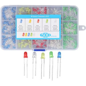 Unbranded 500Pcs 3mm LED Light Emitting Diode 5 Colors Red Unbranded 500Pcs 3mm LED Light Emitting Diode 5 Colors Red