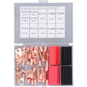 Unbranded 80Pcs Wire Lug Red Copper Battery Cable End Ring Unbranded 80Pcs Wire Lug Red Copper Battery Cable End Ring