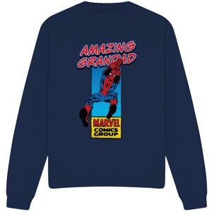 (S, Navy) Marvel Comics Mens Amazing Grandad Spider-Man Corner Box T-Shirt (S, Navy) Marvel Comics Mens Amazing Grandad Spider-Man Corner Box T-Shirt
