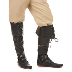 Rubies Black faux leather overboots with laces and studded strap for adults Rubies Black faux leather overboots with laces and studded strap for adults