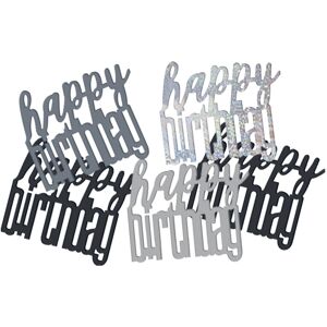 Rubies Grey/Black Happy Birthday Confetti Rubies Grey/Black Happy Birthday Confetti
