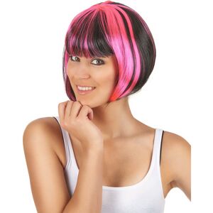 Rubies Women's short bob wig with black and pink highlights Rubies Women's short bob wig with black and pink highlights