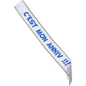 Rubies Satin scarf it's my birthday!!! white and blue 150 x 10 cm Rubies Satin scarf it's my birthday!!! white and blue 150 x 10 cm