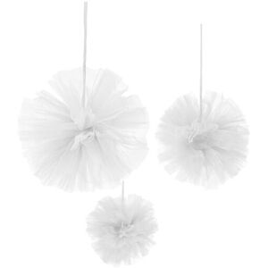 Rubies 3 White tulle hanging pom poms 15, 20 and 30 cm Rubies 3 White tulle hanging pom poms 15, 20 and 30 cm