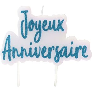 Rubies Turquoise glitter happy birthday candle on stick 8 x 5 cm Rubies Turquoise glitter happy birthday candle on stick 8 x 5 cm