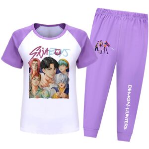 Unbranded (Purple, 120cm) Hunters Demon Kpop Saja Boys Pattern Short Sleeved Shirt Long Su Unbranded (Purple, 120cm) Hunters Demon Kpop Saja Boys Pattern Short Sleeved Shirt Long Su