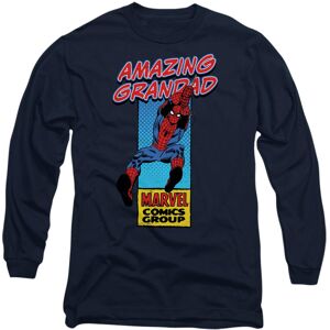 (S, Navy) Marvel Comics Mens Amazing Grandad Spider-Man Corner Box T-Shirt (S, Navy) Marvel Comics Mens Amazing Grandad Spider-Man Corner Box T-Shirt
