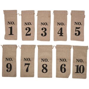 Exogio 10Pcs Wine Bags, 14 X 6 1/4 Inches Hessian Numbered Bottle Gift Bags with Drawst Exogio 10Pcs Wine Bags, 14 X 6 1/4 Inches Hessian Numbered Bottle Gift Bags with Drawst