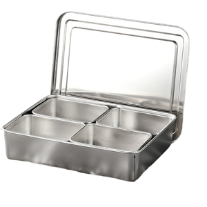 Exogio 4 Grids Stainless Steel Seasoning Box with Lid Rectangle Hotel Household Spice O Exogio 4 Grids Stainless Steel Seasoning Box with Lid Rectangle Hotel Household Spice O