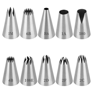 Saudism 10 PCS Professional Piping Nozzles, Reusable Nozzles for Bags Set Stainless Stee Saudism 10 PCS Professional Piping Nozzles, Reusable Nozzles for Bags Set Stainless Stee