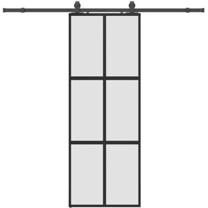 VIDAXL Portable Sliding Door Kit Black Tempered Glass 76x205 cm VIDAXL Portable Sliding Door Kit Black Tempered Glass 76x205 cm