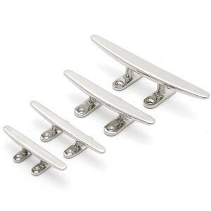 GreenZech (6 Inch) 4/5/6/8 Inch 316 Stainless Steel 4 Hole Low Flat Cleat For Deck Rope Ti GreenZech (6 Inch) 4/5/6/8 Inch 316 Stainless Steel 4 Hole Low Flat Cleat For Deck Rope Ti