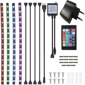 GreenZech (US Plug) 4PCS 50cm Waterproof USB RGB LED Strip Lights + Remote For TV Backligh GreenZech (US Plug) 4PCS 50cm Waterproof USB RGB LED Strip Lights + Remote For TV Backligh