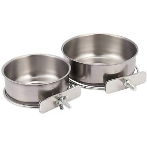 Unbranded For 2pack Bird Parrot Feeding Cups With Clamp Stainless Steel Food Water Bowls D Unbranded For 2pack Bird Parrot Feeding Cups With Clamp Stainless Steel Food Water Bowls D