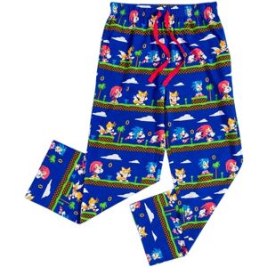 (L, Blue) Sonic The Hedgehog Mens Pixel Lounge Pants (L, Blue) Sonic The Hedgehog Mens Pixel Lounge Pants