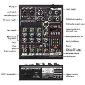 Unbranded For Live Sound Card Mixer Console Pl4 Pro 4 Channel Effects Unbranded For Live Sound Card Mixer Console Pl4 Pro 4 Channel Effects