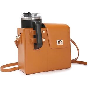 Unbranded For Leather Crossbody Water Cup Bag With Adjustable Shoulder Strap Brown Unbranded For Leather Crossbody Water Cup Bag With Adjustable Shoulder Strap Brown