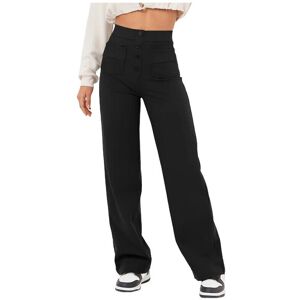 Unbranded (Black, S) Women Straight Leg Pants Multiple Pockets High Waisted Elasticity Sol Unbranded (Black, S) Women Straight Leg Pants Multiple Pockets High Waisted Elasticity Sol