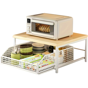 Unbranded Space-Saving Kitchen Countertop Organizer with Drawer White Unbranded Space-Saving Kitchen Countertop Organizer with Drawer White