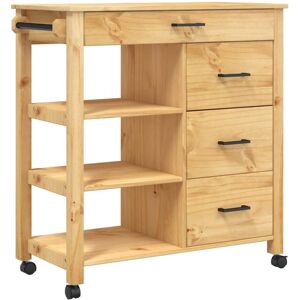 vidaXL Kitchen Trolley - Solid Pine Wood - 84x40x90 cm - Kitchen Trolley vidaXL Kitchen Trolley - Solid Pine Wood - 84x40x90 cm - Kitchen Trolley