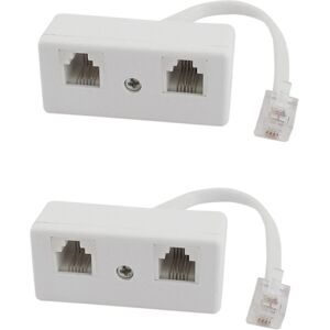 Spactz 6P4C RJ11 Male to Dual Female Telephone Line Splitter Connector Spactz 6P4C RJ11 Male to Dual Female Telephone Line Splitter Connector