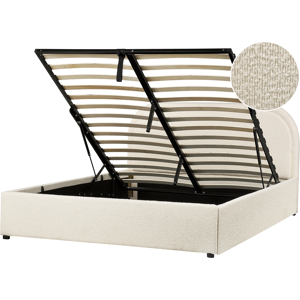 Beliani Bed with Storage - Beige Bouclé - 140x200cm - Modern Style Beliani Bed with Storage - Beige Bouclé - 140x200cm - Modern Style