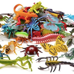 YeoNational&Toys 73 Pack Plastic Fake Mini Bugs Set, Realistic Insects Toy for Kid, Colorful Asso YeoNational&Toys 73 Pack Plastic Fake Mini Bugs Set, Realistic Insects Toy for Kid, Colorful Asso