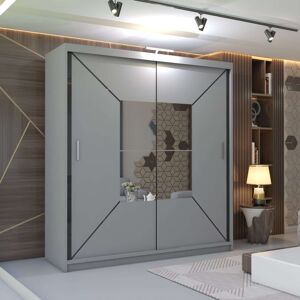 Sliding Wardrobes 4u (203cm, Grey) Nicole Double Mirror Sliding Door Wardrobe Sliding Wardrobes 4u (203cm, Grey) Nicole Double Mirror Sliding Door Wardrobe
