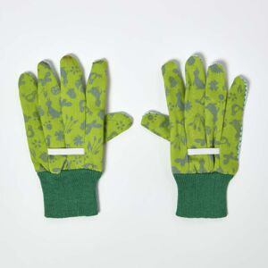 Homescapes Children's Gardening Gloves with Green Floral Design Homescapes Children's Gardening Gloves with Green Floral Design