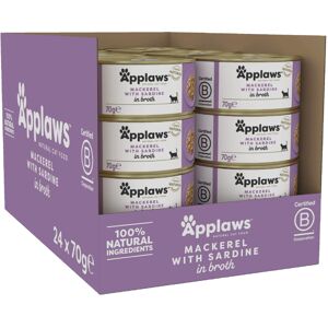 Applaws 100% Natural Wet Cat Food Tins, Mackerl with Sardine in Broth 70 g for A Applaws 100% Natural Wet Cat Food Tins, Mackerl with Sardine in Broth 70 g for A