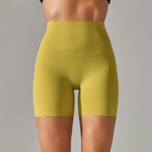 Unbranded (2166 three-quarter pants-Qianjie yellow, XL) Solid color yoga shorts double-sid Unbranded (2166 three-quarter pants-Qianjie yellow, XL) Solid color yoga shorts double-sid