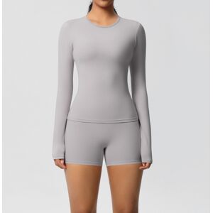 Unbranded (Long-sleeved shorts suit-frost gray, S) Solid color double-sided brushed breath Unbranded (Long-sleeved shorts suit-frost gray, S) Solid color double-sided brushed breath