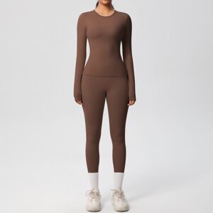 Unbranded (Long Sleeve Pants Suit - Chestnut, XL) Solid color double-sided brushed breatha Unbranded (Long Sleeve Pants Suit - Chestnut, XL) Solid color double-sided brushed breatha