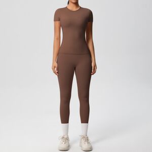 Unbranded (Short-sleeved trousers suit - chestnut color, L) Solid color double-sided brush Unbranded (Short-sleeved trousers suit - chestnut color, L) Solid color double-sided brush