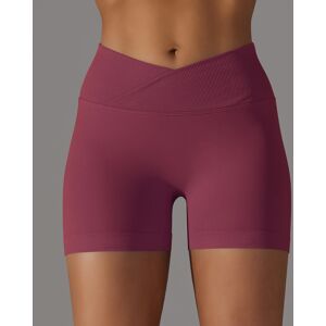Unbranded (Wine red, L) Seamless knitted breathable solid color cross-waist peach hip yoga Unbranded (Wine red, L) Seamless knitted breathable solid color cross-waist peach hip yoga