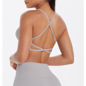 Unbranded (Frost gray, S) Thin strap cross back beautiful yoga sports bra large backless b Unbranded (Frost gray, S) Thin strap cross back beautiful yoga sports bra large backless b