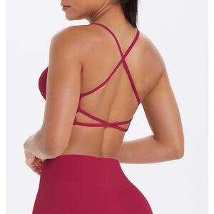 Unbranded (Carmine, L) Thin strap cross back beautiful yoga sports bra large backless brea Unbranded (Carmine, L) Thin strap cross back beautiful yoga sports bra large backless brea