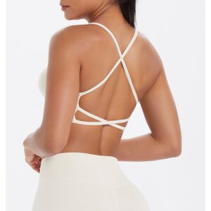 Unbranded (Light ivory, S) Thin strap cross back beautiful yoga sports bra large backless Unbranded (Light ivory, S) Thin strap cross back beautiful yoga sports bra large backless