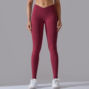 Unbranded (Wine red, XL) Seamless knitted breathable solid color cross-waist peach hip yog Unbranded (Wine red, XL) Seamless knitted breathable solid color cross-waist peach hip yog