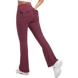 Unbranded (Wide-leg pants-maroon, M) Cargo leggings for women, high-waisted elastic hip-li Unbranded (Wide-leg pants-maroon, M) Cargo leggings for women, high-waisted elastic hip-li