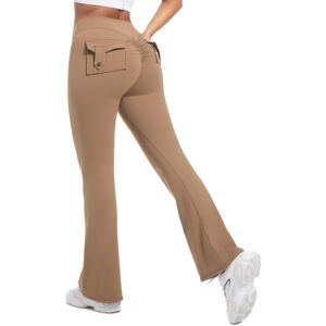 Unbranded (Wide-leg pants-cocoa color, XL) Cargo leggings for women, high-waisted elastic Unbranded (Wide-leg pants-cocoa color, XL) Cargo leggings for women, high-waisted elastic