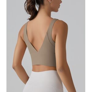 Unbranded (Cocoa color, M) V-shaped beautiful back cloud-like one-cup sports bra tight-fit Unbranded (Cocoa color, M) V-shaped beautiful back cloud-like one-cup sports bra tight-fit