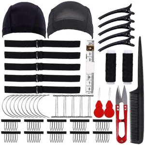 Unbranded 49 Pieces Wig Making Kit DIY Wig Tools Wig Accessories, 5 Pieces Adjustable Elas Unbranded 49 Pieces Wig Making Kit DIY Wig Tools Wig Accessories, 5 Pieces Adjustable Elas