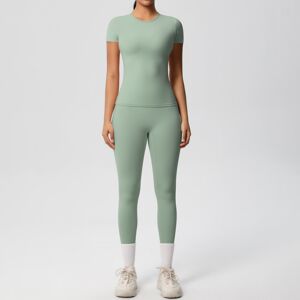 Unbranded (Suit-Basil Green, S) Solid color double-sided brushed breathable tight-fitting Unbranded (Suit-Basil Green, S) Solid color double-sided brushed breathable tight-fitting