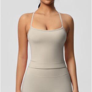 Unbranded (Camel brown, XL) Double-sided brushed solid color tight-fitting long sports bra Unbranded (Camel brown, XL) Double-sided brushed solid color tight-fitting long sports bra