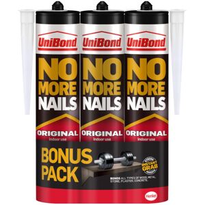 UniBond No More Nails - 3 x 365g Cartridges, Heavy-Duty Adhesive UniBond No More Nails - 3 x 365g Cartridges, Heavy-Duty Adhesive