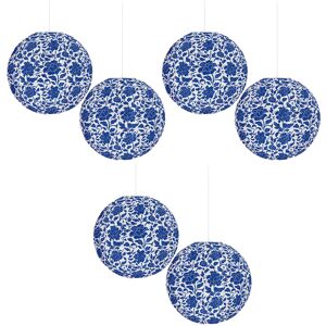 Unbranded Set of 6 Chinese Blue and White Porcelain Lanterns Handmade Unbranded Set of 6 Chinese Blue and White Porcelain Lanterns Handmade